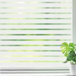 Qualsen Window Film Privacy, Frosted Window Film Stripe Window Film Privacy Window Film Self Adhesive Static Glass Window Film Window Cover for Office, Home, Kitchen (60 x 400 cm, Medium Stripe)