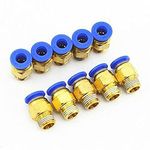 HOSEMART Premium Quality 8mm Tube 1/4" Inch BSP Male Air Push Type Pneumatic Pipe Fittings Full Brass Connector (Pack of 10)