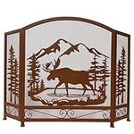 Rustic Decorative Foldable 3 Panel Moose Country Fireplace Screen Cabin Lodge Farmhouse Ranch Style Decoration