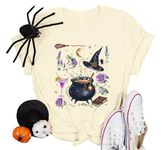 SUPEYA Halloween Witch Shirt Women: Cute Cocktail Graphic Tee Hocus Pocus Book Shirt Casual Autumn Top