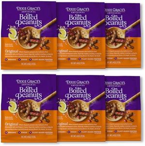 Dixie Grace’s Boiled Peanuts – Protein Plant-Based Snack – 7g Protein, Gluten-Free, Keto, Non-GMO, No Preservatives – Rich & Savory Snack with Pink Himalayan Salt – 4oz (Pack of 6)