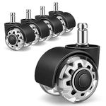 Office Chair Wheels,Replacement for All Hardwood and Carpet Floors, Heavy Duty Rollerblade Style Computer Desk Chair Casters,Universal Caster Wheels Size(11x22 mm) 5 Pack