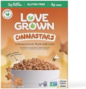 Love Grown Gluten-Free Bean Stars Cereal - Plant-Based, Vegan, Non-GMO Certified - 6g Added Sugar, High Fiber, Seed-Oil Free - No Artificial Colors or Flavors - Cinnamon Flavor, 6 Pack, 7.5oz