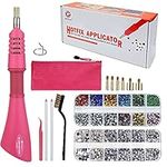 Bedazzler Kit, Genround Hotfix Applicator Hotfix Rhinestone Applicator Wand Tool Set with 2 Boxes of Flat Back Gems Round Crystal Rhinestones/Storage Box/Tweezer/Gems Picking Pen for Clothes Shoes Card