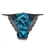 SilRiver Womens Silk String Bikini Satin Panties for Women Underwear Shiny Tanga Briefs (Lyons Blue, L/XL)