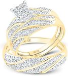 Sonia Jewels Sizes - L = 6, M = 9.5-10K Yellow and White 2 Two Tone Gold Mens and Ladies Couple His & Hers Trio 3 Three Ring Bridal Matching Engagement Wedding Ring Band Set (1/4 Cttw)