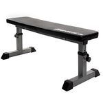 ScSPORTS® Weight Bench Flat - Height Adjustable, Max Load: 180 kg, 110 x 24.5 x 36-47 cm, Rubber Feet, Soft Padded, Steel - Ab Workout Bench, Chest Press, Home Gym, Fitness Exercise, Weightlifting