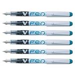 Pilot V-Pen Disposable Fountain Pens, Turquoise, Set of 6