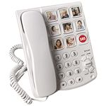 Memo24 Big Button and Picture Corded Landline Phone for Elderly and Dementia Sufferers. Simple One-Touch Speed Dialling. Hands-Free Operation. Adjustable Ring/Call Volumes. Loud for Hard of Hearing.