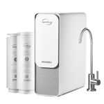 iSpring RO400 Reverse Osmosis System, Tankless Water Filtration System, 400 GPD Fast Flow Under Sink RO System with Brushed Nickel Faucet, 2.5:1 Pure to Drain Ratio, TDS Reduction, White