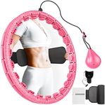 Weighted Hula Hoop for Adults Weight Loss,Infinity Weighted Hoop Plus Size with Sweat Belt,Waist Trainers for Women,Exercise Hula Hoop Womens Weight Loss at Home (Bright Pink)