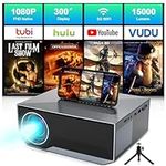 Projector with Wifi and Bluetooth, ZDK Native 1080P FHD 15000Lumens Mini Wifi Bluetooth 4K Projector, 300" Display Movie Outdoor Video Home Projector for phone Compatible with iOS/ Android/ TV Stick