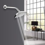 LIPKA Madrid ABS Overhead Shower Complete Set | Showerhead with 15 Inches Shower Arm | Rain Shower with Half Bend Round Stainless-Steel Shower Holder and Flange