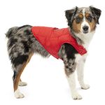 Kurgo Loft Jacket, Reversible Dog Coat, Dog Coat for Cold Weather, Water-Resistant Dog Jacket with Reflective Trim, Red/Grey, X-Small