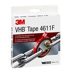 3M VHB 4611 Double Sided Adhesive Tape - Designed to create durable and reliable bonds for high temperatures and multi material bonding - 19 mm x 3 m, Thickness 1.1 mm, Grey (1 Roll)