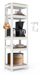 HOMEDANT House 5 Tier 16.5" W Narrow Laminated Metal Shelving Unit Adjustable Storage Utility Rack Heavy Duty Shelves Organization Shelf Space Saver Kitchen Pantry Closet