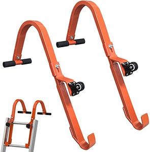 2 Pack Heavy Duty Roof Ladder Hook with Wheel,Extension Ladder Stabilizer for Roof with Rubber Grip T-Bar for Damage Prevention, Fast and Easy Setup to Access Steep Roofs