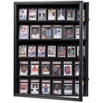 KCRasan 35 Graded Sports Card Display Frame -Baseball Card Display Case Lockable - Trading Card Collector Wall Display Holder for Basketball Football Hockey Cards, 98% UV Protection Acrylic (Black)