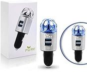 Car Air Purifier Premium Air Ionizer & Car Charger Accessory w/ Dual USB Ports - Quick Charge 3.0 - Eliminate Allergens Bad Odor Pet Smell Smoke Pollen Mold Bacteria Viruses PM2.5 & VOCs Deodorizer (Silver)