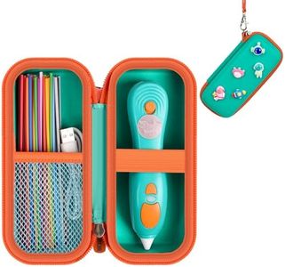 GWCASE DIY Case Compatible with 3Doodler Start+ Essentials 3D Printing Pen for Kids, Aviation Element Decoration Travel Organizer Carryer for Filament Refill Packs, Charger (Box Only)- Green & Orange