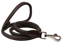 Dogs My Love 4ft Long Round Genuine Rolled Leather Dog Leash Brown (Large: 1/2" (12mm))