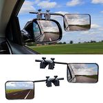 Riloer Universal Fit Clip-On Rectangle Shape Side Mirror, Towing Mirror PP Housing HD Glass, 1 Pair of Metal Bracket Trailer Auxiliary Rear View Mirror 179x120mm/7" * 4.7"