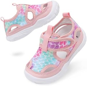 BARERUN Toddler Water Shoes Barefoot Aqua Socks Kids Swim Shoes for Beach Pool Surfing Yoga Pink Toddler Size 10