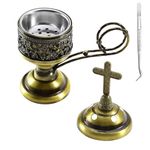 Yawlsow Incense Burner, Frankincense Charcoal Incense Stand, Bakhoor Incense Burner Holder, Ideal for Aromatherapy, Yoga and Spa, Home and Christian Church Censer, (Bronze)