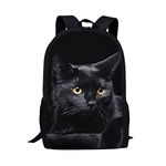 Showudesigns Black Cat Backpack School Bags for Girls Boys,Durable Casual Basic Backpack for Students Teenage Satchel Heavy Duty