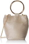 Jessica McClintock womens Jessica Mcclintock Womens Gwen Ball Mesh Ring Wristlet Pouch Clutch, Gold, One Size