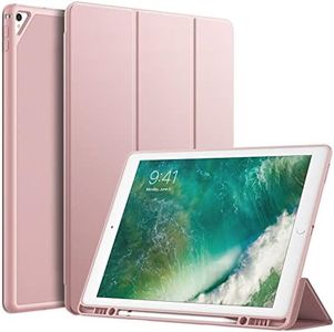 JETech Case for iPad Pro 12.9 Inch (2015/2017 Model, 1st/2nd Generation) with Pencil Holder, Slim Tablet Cover with Soft TPU Back, Auto Wake/Sleep (Rose Gold)