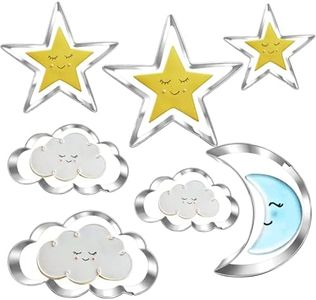 LUBTOSMN Twinkle Twinkle Little Star Cookie Cutter Set-7 Piece-From 3.5" to 1.6"-Cloud, Star, Moon Cookie Cutters for Baby Shower Gender Reveal Birthday Cake Cupcake Party Decorations