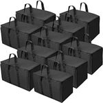 DAHSHA Nylon Moisture Proof Multi-Purpose 70 L Large Toys Storage Bag/Books Magazine//Blankets/Clothes Storage Organizer with Zip and Handle Rectangular(Black, 55.8x34x36.8cm) (10-Pack)