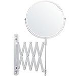 BELLE VOUS Chrome Wall Mounted Extendable 360° Swivel Mirror - 3X Magnification - 22 x 21.7cm/8.66 x 8.54 inches - Double-Sided Rotating Stainless Steel Bathroom Vanity Mirror for Makeup and Shaving