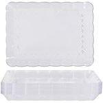 MATANA 18 Large Rectangular Serving Platters, 32x24cm - Clear Plastic Trays for Food Serving, Catering, Parties, Weddings, Birthdays - Sturdy & Reusable Snack, Sandwich, & Buffet Trays