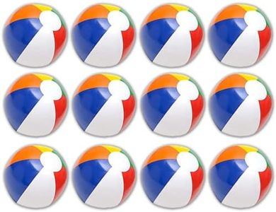 Neliblu 12" Bulk Pack of 12 Classic Inflatable Ball - Pool Toys Party Favors Rainbow Beach Balls - Beach Toys - Party Pack - Bulk Beach Balls (1 Dozen)