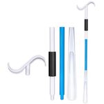 Milifox 35" Long Handle Dressing Stick with Shoe Horn - Adjustable Sock Remover Aid Helper for Shoes Socks Shirts Pants, Dressing Aids for Men Women Seniors Elderly Disabled,Blue