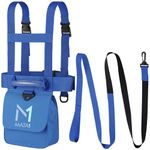 Mata1 Ski & Snowboard Training Harness for Kids - Blue - 2 Bungee Elastic Straps to Steer & Learn Speed Control - Ski Trainer Backpack w/Adjustable Shoulder Straps & Easy Lift-Handle for Toddlers