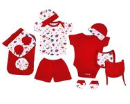 My Tiny Wear Half Sleeves New Born Baby Gift Set, Infant Clothing Gift Set, essentials kit, Cotton Set, Suit Set, Just born, Dress, Boy, Girls, 14 Pieces | Items | products, 0-3 Months(Lovely Red)