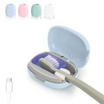 ELMWAY UV Sanitizer Toothbrush Case, Rechargeable Toothbrush Cover Sterilizing for Home and Travel, Portable Mini Toothbrush Sterilizer Holder Fits Electric and Manual (Blue)