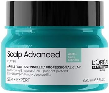L'Oréal Professionnel Scalp Advanced, Professional Clay Anti-Oiliness 2-in-1 Deep Purifier Shampoo and Hair Mask, For Oily and Greasy Hair, Serie Expert, 250ml