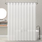 Kuber Industries Pack of 12 Shower Curtains for Bathroom | Waterproof Curtains with Hooks | PVC Self Lining Design Curtain | 7 Feet | White