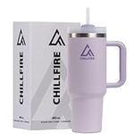 ChillFire 40oz Tumbler with Straw and Lid - 100% Leakproof - 2 Straws + Unique Accessories - Travel Mug with Handle - Stainless Steel Tumbler Cup - Perfect for Hot and Cold Drinks