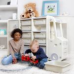 WEDANTA Kids Large Toys Storage Organizer Shelf Organizer for Books and Toys with 11 Bins 2 Cabinets and 3 Shelves Multipurpose Toy and Book Storage Solution for Kids - Toy Bin Storage