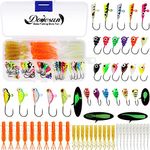 Dovesun Fishing Kit Ice Fishing Jigs Ice Fishing Lures Walleye Fishing Lures Crappie Jigs 58pcs