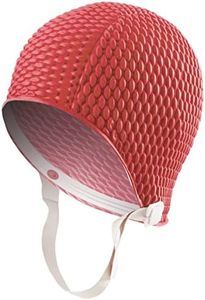 Sporti Bubble Swim Cap with Chin Strap (Red)