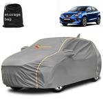 AUTOMOZEXO Maruti Nexa Baleno Car Cover Waterproof All Weather Protection with Mirror & Antena Pocket Inner Cotton Triple Strap Stitched Baleno All Models with Adjustable Belt Bottom Elastic (Grey)