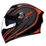 Flip Up Front Motorcycle Helmet,Double Visors Modular Motorbike Full Face Helmet,DOT/ECE Certification Lightweight Moped Scooter Street Bike Racing Motorbike Helmet For Men Women(Color:Orange,Size:L)