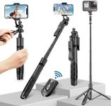 Selfie Stick for iPhone 60" Selfie Stick Tripod with Remote/Travel Tripod for iPhone/Selfie Stick with Phone Stand, Portable&Lightweight Aluminum Cell Phone Stand Small Tripod for Camera,Light,Webcam