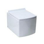 JAQUAR KUBIX Range Rimless Wall Mount Water Closet (Blind Installation) / Toilet Bowl (White) | 360x500x330 mm, UF Soft Close Slim seat | Western Toilet(EWC) for Bathroom | KUS-WHT-35953BIUFSM